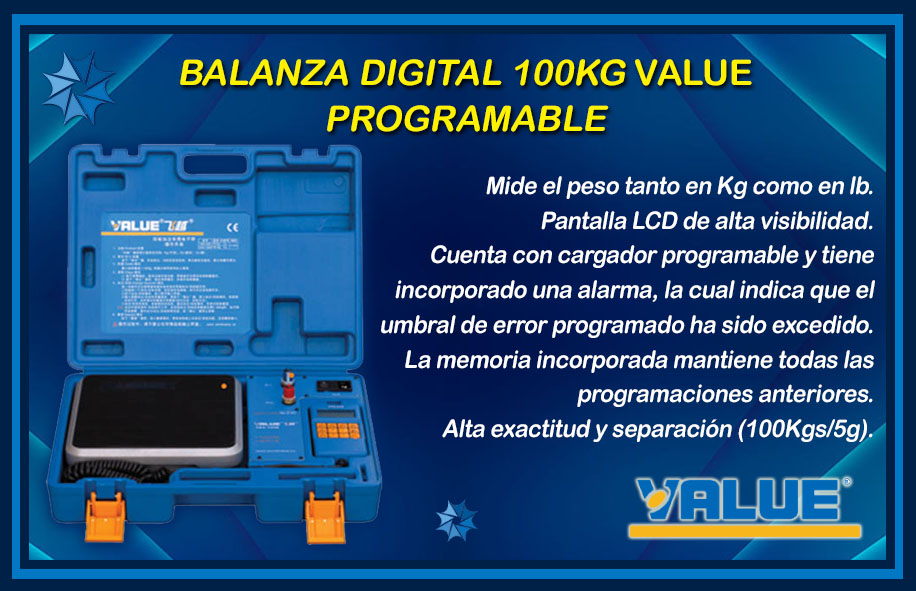 BALANZA VALUE 100 KG PROGRAMABLE descripción