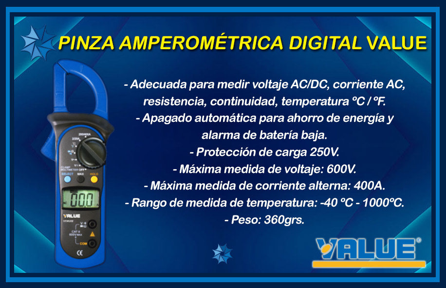 PINZA AMPEROMÉTRICA VALUE