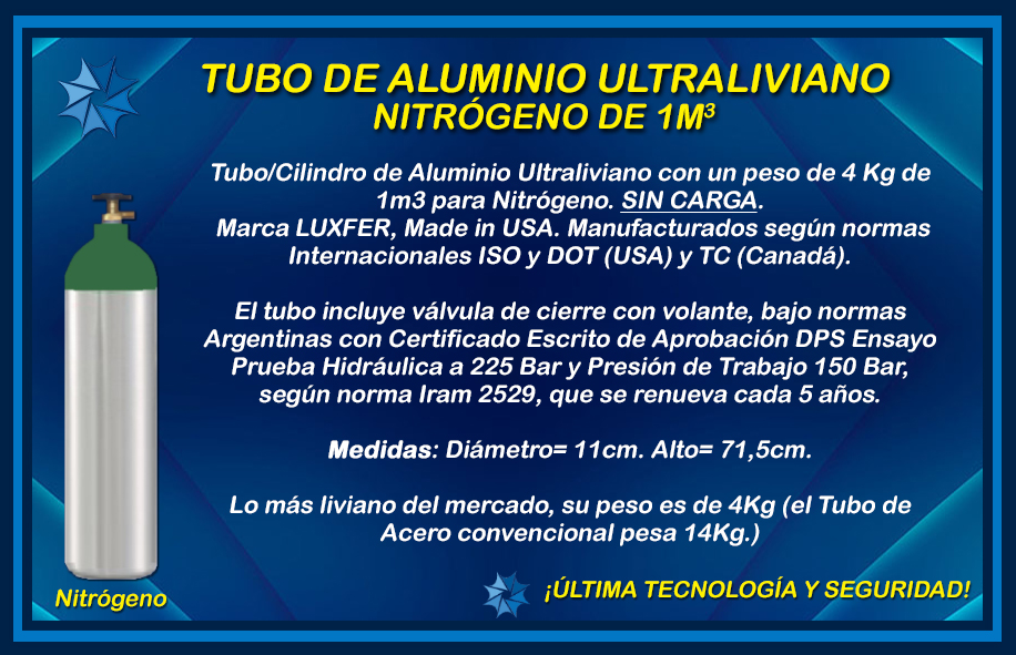 Tubo de nitrógeno Aluminio 1m
