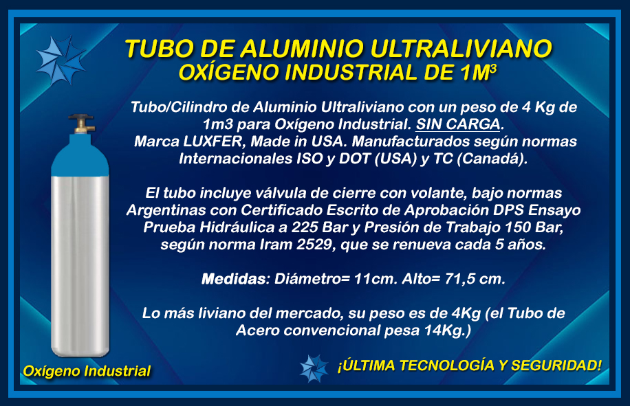 TUBO PARA OXIGENO DE ALUMINIO 1 M3 – JENNER GLOBAL TUBO PARA OXIGENO DE ALUMINIO 1 M3 – JENNER GLOBAL